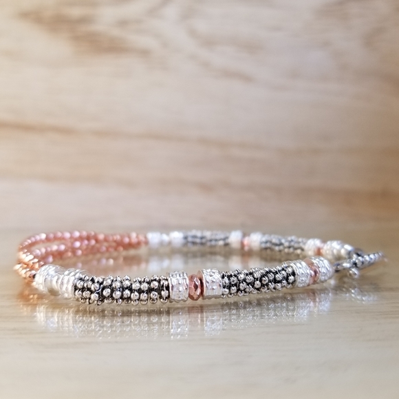 Three Row Rose Gold Two Tone Toggle Bracel… - Picture 5 of 16